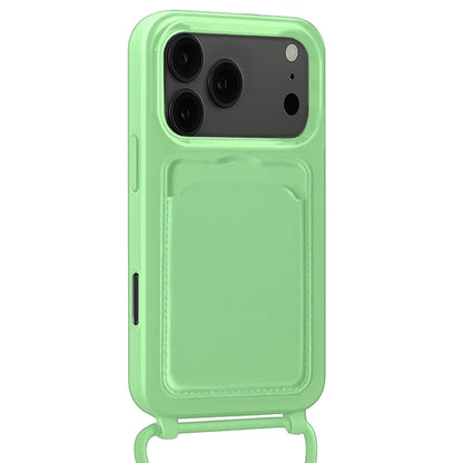 Forterra iPhone 17 Pro Max Hoesje Met Telefoonkoord en Pasjeshouder Siliconen - Groen