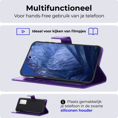 Forterra Google Pixel 8a Hoesje Bookcase Cover met Kaarthouder - Paars