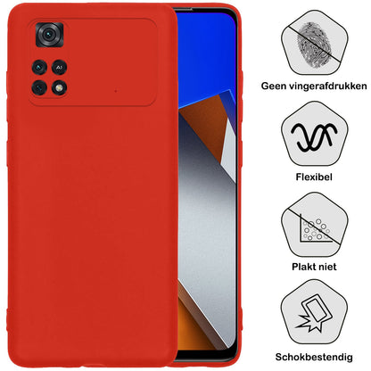 Forterra Poco M4 Pro 4G Hoesje Siliconen Backcover Lichtgewicht - Rood