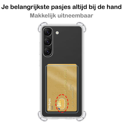 Forterra Samsung S23 Hoesje Kaarthouder Backcover Shockproof - Transparant