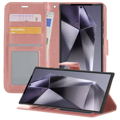 Forterra Samsung S24 Ultra Hoesje Bookcase Cover met Kaarthouder - Rosé goud
