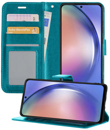 Forterra Samsung A54 Hoesje Bookcase Cover met Kaarthouder - Turquoise