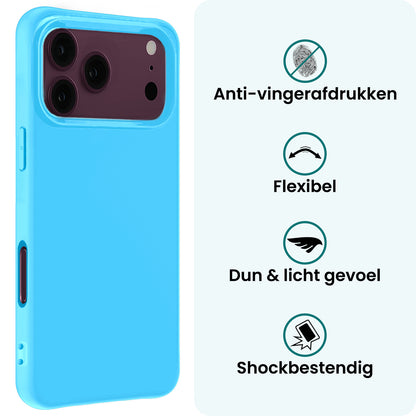 Forterra iPhone 18 Pro Hoesje Siliconen Backcover Lichtgewicht - Lichtblauw