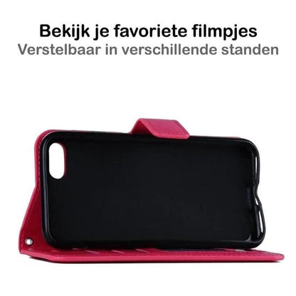 Forterra iPhone SE 2020 Hoesje Bookcase Cover met Kaarthouder - Donkerroze