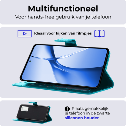 Forterra OnePlus Nord CE 4 Hoesje Bookcase Cover met Kaarthouder - Turquoise