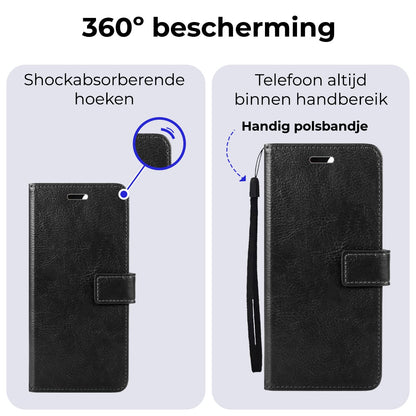 Forterra Samsung S24 Ultra Hoesje Bookcase Cover met Kaarthouder - Zwart