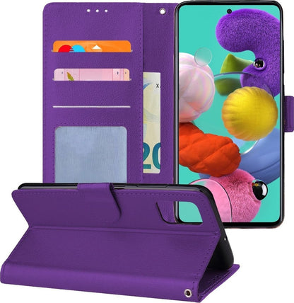 Forterra Samsung A51 Hoesje Bookcase Cover met Kaarthouder - Paars