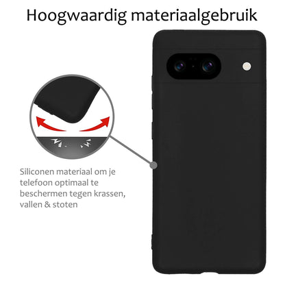Forterra Google Pixel 8 Hoesje Siliconen Backcover Lichtgewicht - Zwart