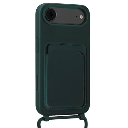 Forterra iPhone Air Hoesje Met Telefoonkoord en Pasjeshouder Siliconen - Donkergroen