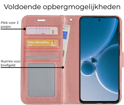 Forterra OnePlus Nord 3 Hoesje Bookcase Cover met Kaarthouder - Rosé goud