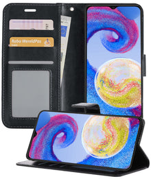 Forterra Samsung A04s Hoesje Bookcase Cover met Kaarthouder - Zwart