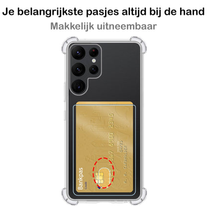 Forterra Samsung S22 Ultra Hoesje Kaarthouder Backcover Shockproof - Transparant