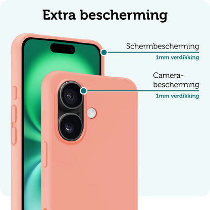 Forterra iPhone 16 Plus Hoesje Siliconen Backcover Lichtgewicht - Perzik