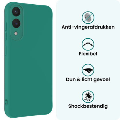 Forterra Samsung S25 Edge Hoesje Siliconen Backcover Lichtgewicht - Donkergroen