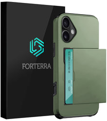 Forterra iPhone 17 Hoesje Kaarthouder Hard Case Shockproof - Donkergroen