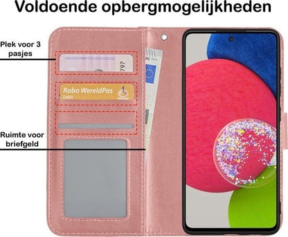 Forterra Samsung A52s Hoesje Bookcase Cover met Kaarthouder - Rosé goud