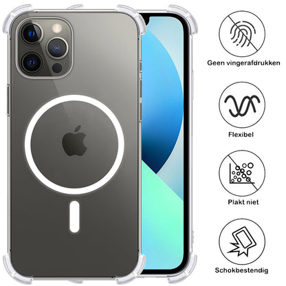 Forterra iPhone 13 Pro Hoesje Geschikt voor Magsafe Backcover Shockproof - Transparant