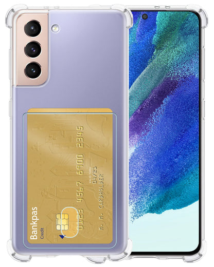 Forterra Samsung S21 FE Hoesje Kaarthouder Backcover Shockproof - Transparant
