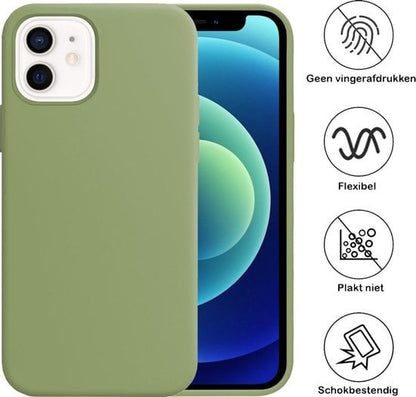 Forterra iPhone 12 Hoesje Siliconen Backcover Lichtgewicht - Groen