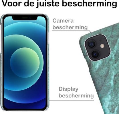Forterra iPhone 12 Hoesje Marmer Hard Case Cover - Groen