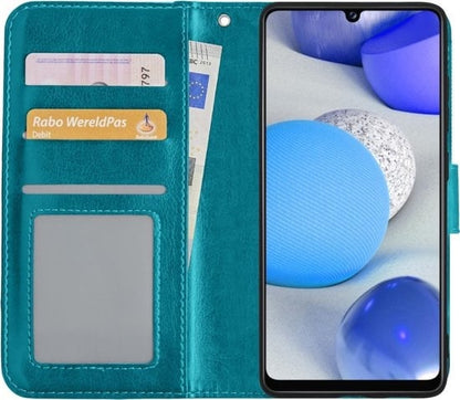 Forterra Samsung A42 Hoesje Bookcase Cover met Kaarthouder - Turquoise