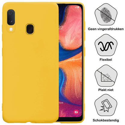 Forterra Samsung A20e Hoesje Siliconen Backcover Lichtgewicht - Geel