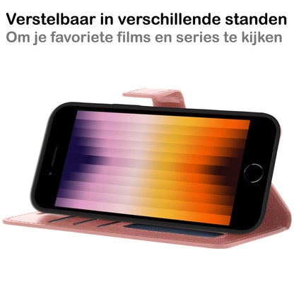 Forterra iPhone SE 2022 Hoesje Bookcase Cover met Kaarthouder - Rosé goud