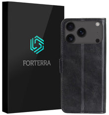 Forterra iPhone 17 Pro Hoesje Bookcase Cover met Kaarthouder - Zwart