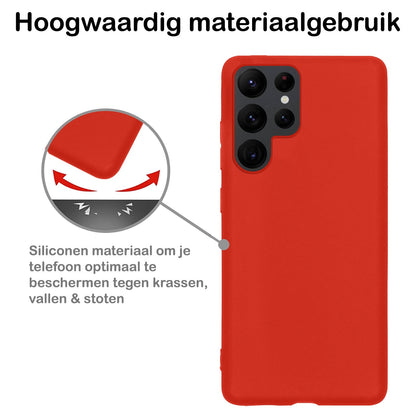 Forterra Samsung S22 Ultra Hoesje Siliconen Backcover Lichtgewicht - Rood
