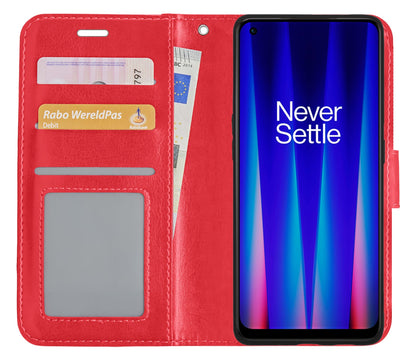 Forterra OnePlus Nord CE 2 Hoesje Bookcase Cover met Kaarthouder - Rood
