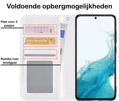 Forterra Samsung S22 Ultra Hoesje Bookcase Cover met Kaarthouder - Wit