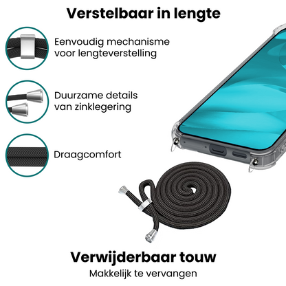 Forterra Google Pixel 9a Hoesje met Koord Backcover Shockproof - Transparant
