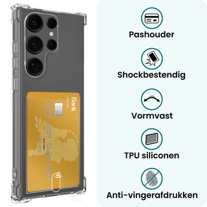 Forterra Samsung S25 Ultra Hoesje Kaarthouder Backcover Shockproof - Transparant
