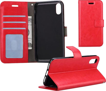 Forterra iPhone X Hoesje Bookcase Cover met Kaarthouder - Rood