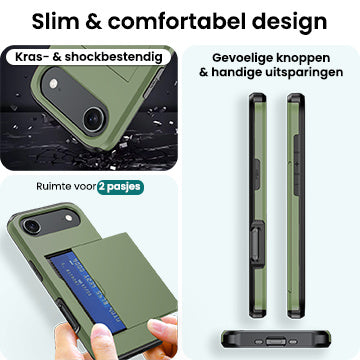 Forterra iPhone Air Hoesje Kaarthouder Hard Case Shockproof - Donkergroen