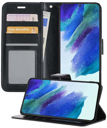 Forterra Samsung S21 FE Hoesje Bookcase Cover met Kaarthouder - Zwart