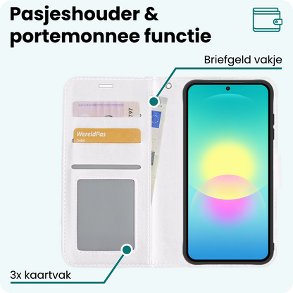 Forterra Samsung A27 Hoesje Bookcase Cover met Kaarthouder - Wit