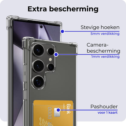 Forterra Samsung S24 Ultra Hoesje Kaarthouder Backcover Shockproof - Transparant
