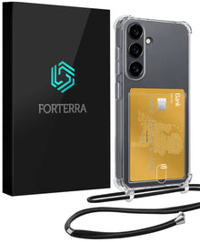 Forterra Samsung S26 Plus Hoesje Kaarthouder met Koord Backcover Shockproof - Transparant