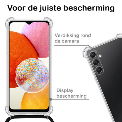 Forterra Samsung A14 Hoesje met Koord Backcover Shockproof - Transparant