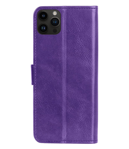 Forterra iPhone 15 Pro Max Hoesje Bookcase Cover met Kaarthouder - Paars