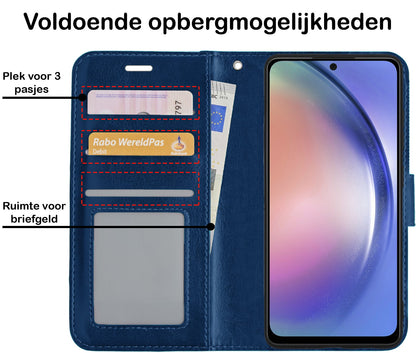 Forterra Samsung A54 Hoesje Bookcase Cover met Kaarthouder - Donkerblauw