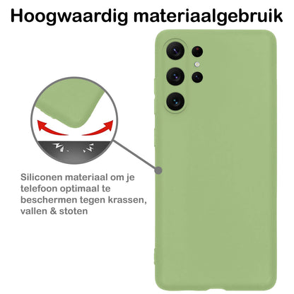 Forterra Samsung S23 Ultra Hoesje Siliconen Backcover Lichtgewicht - Groen
