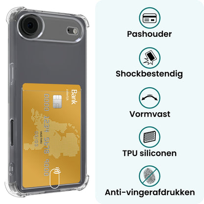 Forterra iPhone Air Hoesje Kaarthouder Backcover Shockproof - Transparant