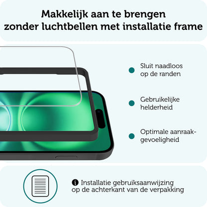 Forterra iPhone 16 Screenprotector Gehard Glas met Installatieframe