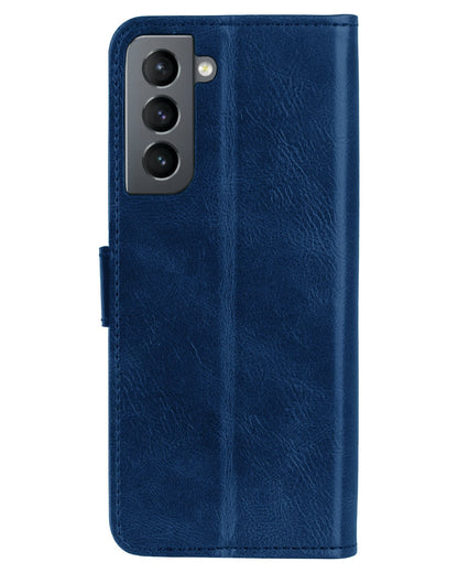 Forterra Samsung S22 Hoesje Bookcase Cover met Kaarthouder - Donkerblauw