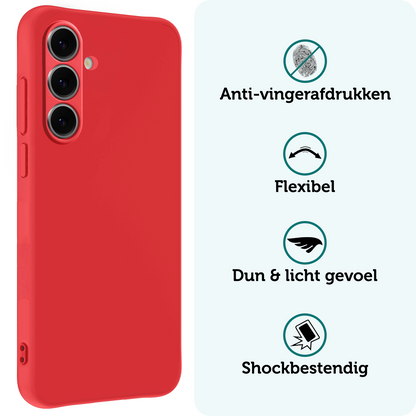 Forterra Samsung S24 FE Hoesje Siliconen Backcover Lichtgewicht - Rood