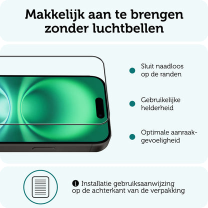 Forterra iPhone 16 Screenprotector Gehard Glas - Full Screen