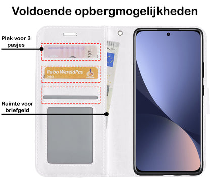Forterra Xiaomi 12X Hoesje Bookcase Cover met Kaarthouder - Wit