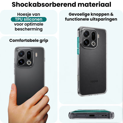 Forterra OPPO Find X9 Pro Hoesje Siliconen Backcover Lichtgewicht - Transparant